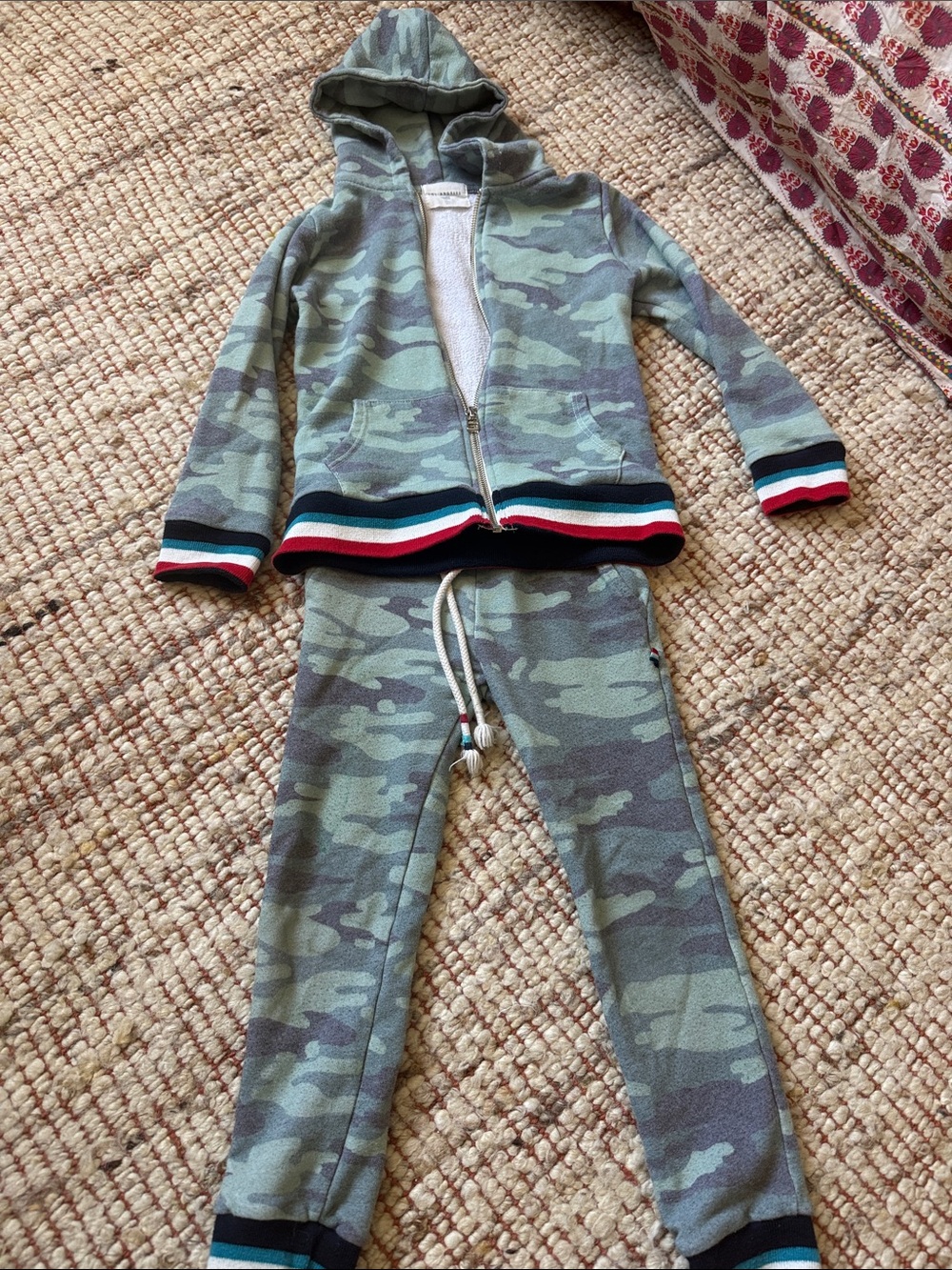 Sol Angeles Green & Gray Camo Zip Hoodie and Pants Set
